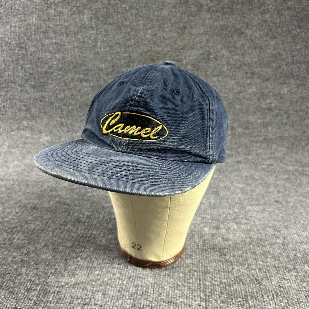 Camel Hat Cap Strap Back One Size Blue Twill Embroidered Logo Dad Cap Mens
